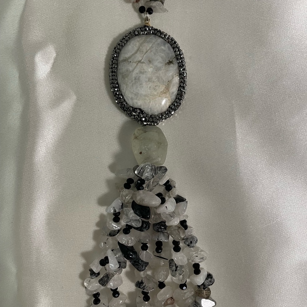Elegant Black and White Gemstone Necklace